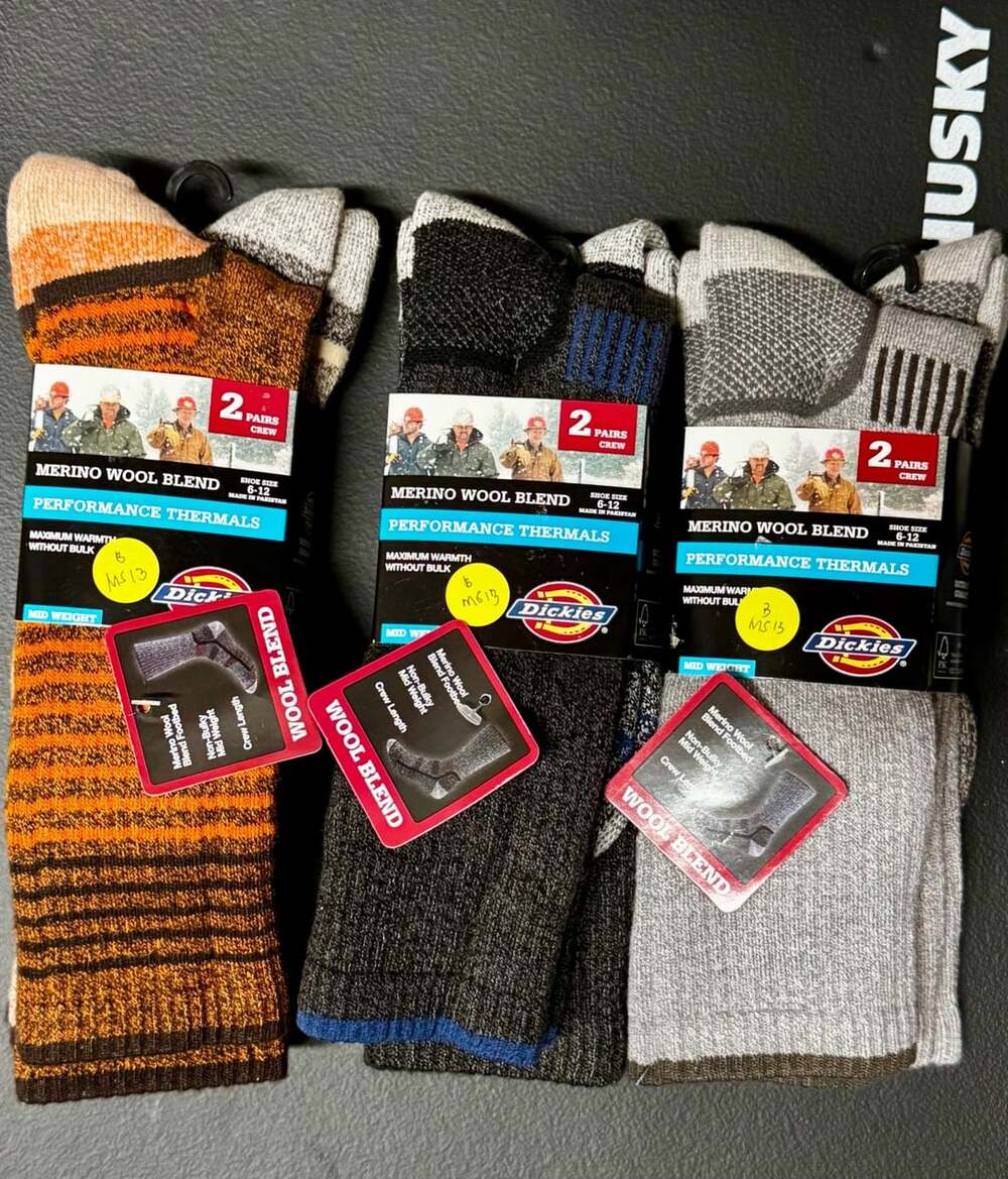 MS13 6 pairs Dickies Men’s Merino Wool Blend Performance Thermal Crew Socks